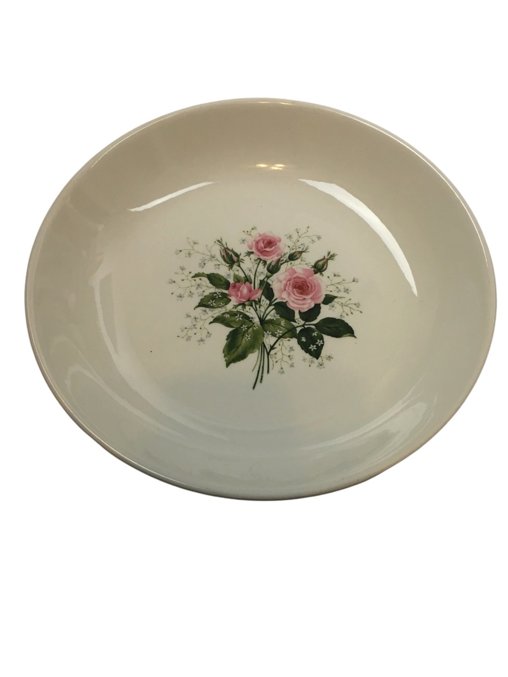 VINTAGE Porcelain Dish Tray Plate Trinket Bowl Holder Floral Roses Baby’s Breath